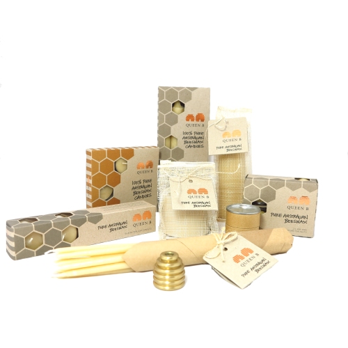 samples of best selling candles from the Queen B range of pure beeswax candles