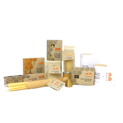 Discounted bees wax candles at cheap prices with beeswax tealight candles, tapers, honeycomb rolled pillar candles and dinner candles 